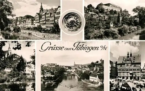 AK / Ansichtskarte Tuebingen Haeuserpartie am Neckar Schloss Marktplatz Bromsilber Tuebingen
