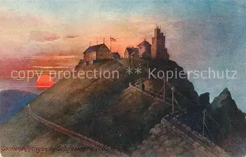 AK / Ansichtskarte Schneekoppe_Snezka Sonnenaufgang Kuenstlerkarte Schneekoppe Snezka