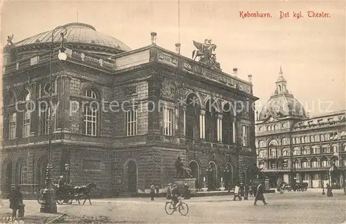 AK / Ansichtskarte Kopenhagen Kgl. Theater Pferdekutschen Kopenhagen