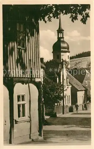 AK / Ansichtskarte Sosa_Erzgebirge Auersbergstrasse Kirche Sosa Erzgebirge