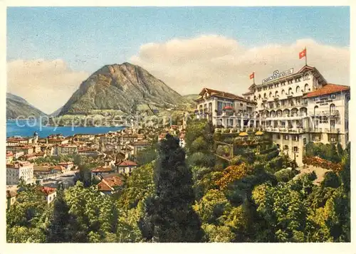 AK / Ansichtskarte Lugano_Lago_di_Lugano Hotel Weisses Kreuz Lugano_Lago_di_Lugano