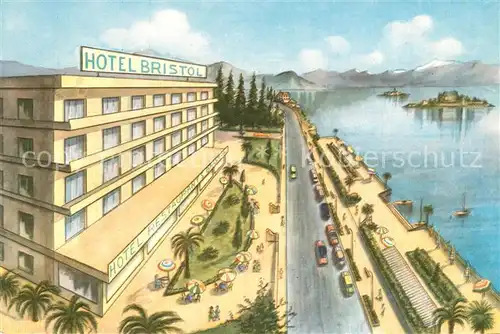 AK / Ansichtskarte Stresa_Lago_Maggiore Hotel Bristol Villa Glicine plage et garage Stresa_Lago_Maggiore