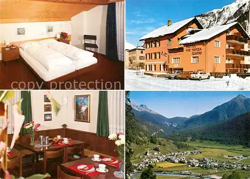 AK / Ansichtskarte Zernez_GR Hotel Piz Terza Garni Zimmer Gaststube Panorama Zernez_GR