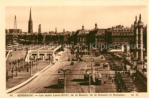 AK / Ansichtskarte Bordeaux Les Quais Louis XVIII de la Bourse de la Douane et Richelieu Bordeaux
