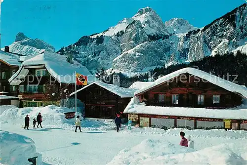 AK / Ansichtskarte Kandersteg_BE Dorfpartie im Winter Gellihorn Alpschelenhubel Kleiner Lohner Berner Alpen Kandersteg_BE