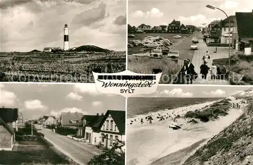 AK / Ansichtskarte Wenningstedt_Sylt Leuchtturm Ortsmotiv Duenen Strand Wenningstedt_Sylt