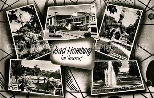 AK / Ansichtskarte Bad_Homburg Schlosspark Kurhaus Russische Kirche Kurgarten Fontaene Kaiser Wilhelm Bad Bad_Homburg