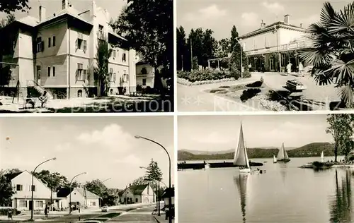 AK / Ansichtskarte Balatonfoeldvar Hotel Restaurant Ortsmotiv Partie am Plattensee Segelboote Balatonfoeldvar