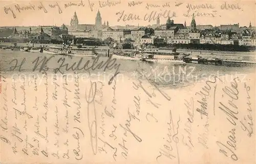 AK / Ansichtskarte Mainz_Rhein Stadtpanorama Blick ueber den Rhein Deutsche Reichspost Mainz Rhein