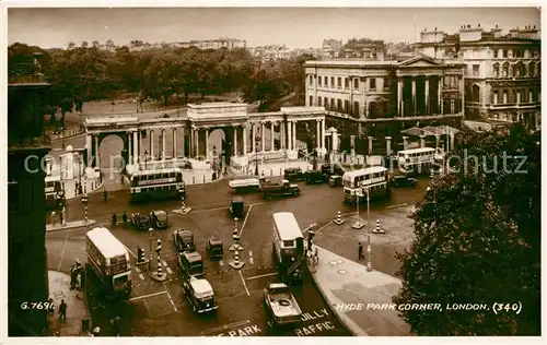 AK / Ansichtskarte London Hyde Park Corner Valentines Postcard Doppeldeckerbus London