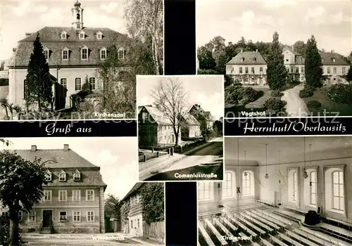 AK / Ansichtskarte Herrnhut Kirchensaal Comeniusstrasse Vogtshof Witwenhaus Herrnhut