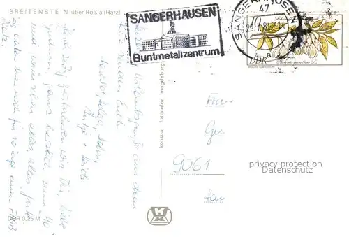 AK / Ansichtskarte Breitenstein_Suedharz Teilansichten Landschaftspanorama Breitenstein_Suedharz