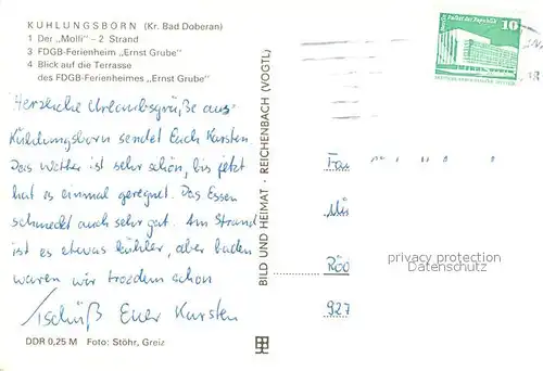 AK / Ansichtskarte Kuehlungsborn_Ostseebad Molli Inselbahn Dampflokomotive FDGB Ferienheim Terrasse Kuehlungsborn_Ostseebad