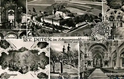 AK / Ansichtskarte St_Peter_Schwarzwald Kloster Walker Orgel Bibliothek Deckengemaelde Wegweiser St_Peter_Schwarzwald