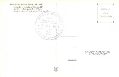 AK / Ansichtskarte Bad_Friedrichshall Saline Schacht Koenig Wilhelm II Bad_Friedrichshall