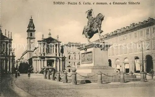 AK / Ansichtskarte Torino Piazza San Carlo Monument Emanuele Filiberto Torino