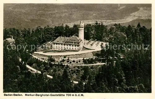 AK / Ansichtskarte Baden Baden Fliegeraufnahme Merkur Berghotel Gaststaette Baden Baden