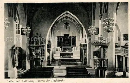AK / Ansichtskarte Wittenberg_Lutherstadt Stadtkirche Altarraum Wittenberg_Lutherstadt