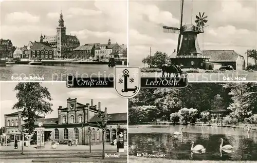 AK / Ansichtskarte Leer_Ostfriesland Rathaus Ostfriesenmuehle Bahnhof Julianenpark Leer_Ostfriesland