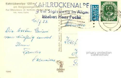 AK / Ansichtskarte Sonthofen_Oberallgaeu Kahlrueckenalpe Sonthofen Oberallgaeu