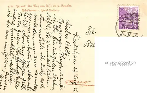 AK / Ansichtskarte Zermatt_VS Weg von Riffelalp Findelen  Zermatt_VS