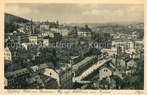 AK / Ansichtskarte Karlsbad_Eger Panorama Weg auf Muehlbrunn Kurhaus Karlsbad_Eger
