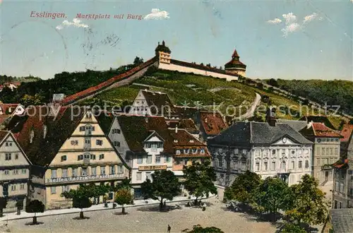 AK / Ansichtskarte Esslingen_Neckar Marktplatz Burg Esslingen Neckar
