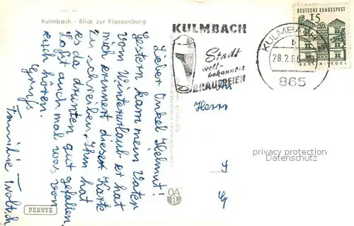 AK / Ansichtskarte Kulmbach Plassenburg Kulmbach
