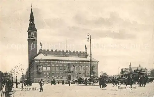AK / Ansichtskarte Kopenhagen Raadhuset Strassenbahn Kopenhagen
