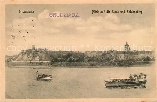 AK / Ansichtskarte Graudenz_Westpreussen Blick auf Stadt und Schlossberg Weichselpartie Graudenz_Westpreussen