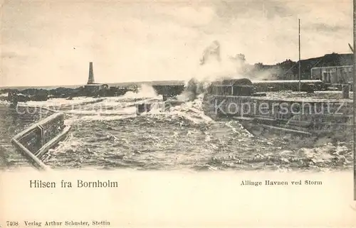 AK / Ansichtskarte Bornholm Allinge Havnen ved Storm Bornholm
