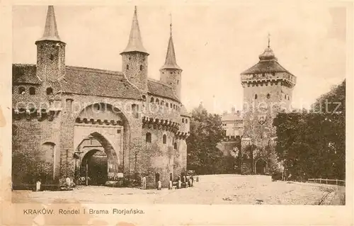 AK / Ansichtskarte Krakowa Rondel i Brama Florjanska Krakowa