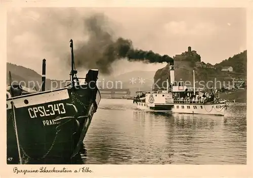 AK / Ansichtskarte Schreckenstein_Burg_Strekov Dampfer Diesbar Schreckenstein_Burg