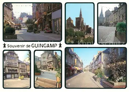 AK / Ansichtskarte Guincamp Rue Notre Dame Basilique Place du Centre Vieilles Maisons Guincamp