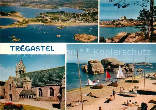 AK / Ansichtskarte Tregastel Les plages et la vieille eglise paroissiale Tregastel