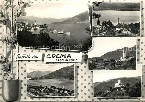 AK / Ansichtskarte Cremia Panorama Comersee Alpen Dampfer Schloss 