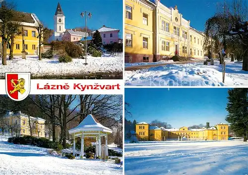 AK / Ansichtskarte Lazne_Kynzvart Namesti s kostelem sv Markety Prostredi lazni Pramen Richard Zamek Kynzvart Lazne Kynzvart