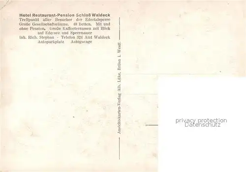 AK / Ansichtskarte Waldeck_Edersee Schloss Hotel Restaurant Edertalsperre Fliegeraufnahme Waldeck Edersee