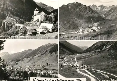 AK / Ansichtskarte St_Christoph_Arlberg Alpenpanorama Trisannabruecke Schloss Wiesberg St Anton Stuben St_Christoph_Arlberg