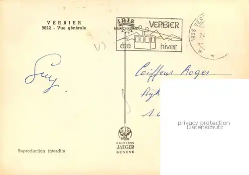 AK / Ansichtskarte Verbier Vue generale Verbier