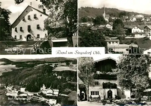 AK / Ansichtskarte Siegsdorf_Oberbayern Maria Eck Ortsansicht mit Kirche Brandstatterhof Bad Adelholzen Fliegeraufnahme Siegsdorf Oberbayern