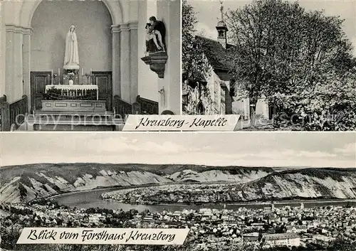 AK / Ansichtskarte Boppard_Rhein Kreuzberg Kapelle Panorama Blick vom Forsthaus Boppard Rhein