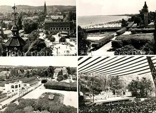 AK / Ansichtskarte Sopot Stadtzentrum Platz Freilichtbuehne Promenade Strand Sopot