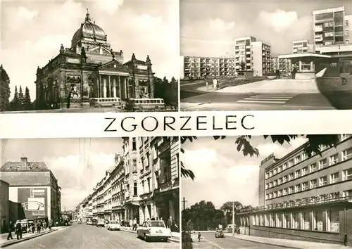 AK / Ansichtskarte Zgorzelec Powiatowy Dom Kultury Ulica F. Dzierzynskiego Osiedle mieszkaniowe Hotel Pod Orlem Kulturpalast Strassenpartie Wohnblocks Siedlung Hotel Zgorzelec