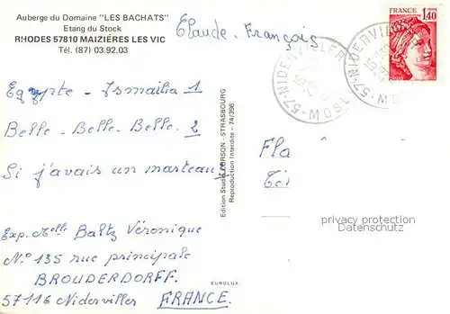 AK / Ansichtskarte Maizieres les Vic Auberge du Domaine Les Bachats Etang du Stock vue aerienne Maizieres les Vic