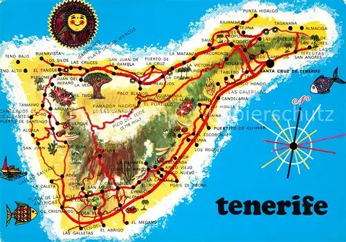 AK / Ansichtskarte Tenerife Mapa de la Isla Landkarte Insel Tenerife