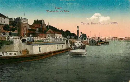 AK / Ansichtskarte Thorn_Westpreussen Weichselpartie mit Faehre Thorn_Westpreussen