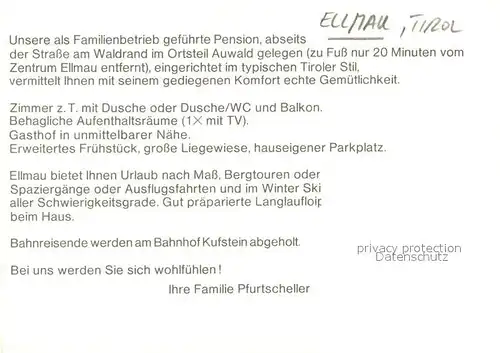 AK / Ansichtskarte Ellmau_Tirol Pension Pfurtscheller Winterpanorama Alpen Ellmau Tirol
