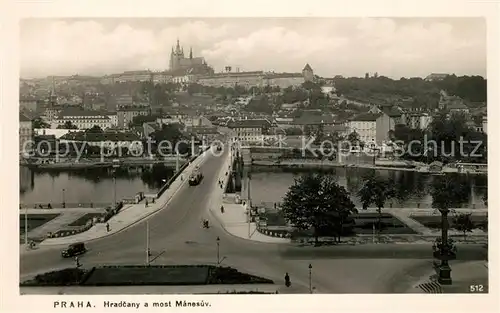 AK / Ansichtskarte Praha_Prahy_Prague Hradcany a most Manesuv Praha_Prahy_Prague