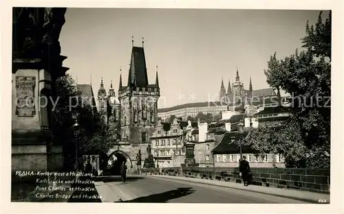AK / Ansichtskarte Prag_Prahy_Prague Karlsbruecke und Hradschin Prag_Prahy_Prague
